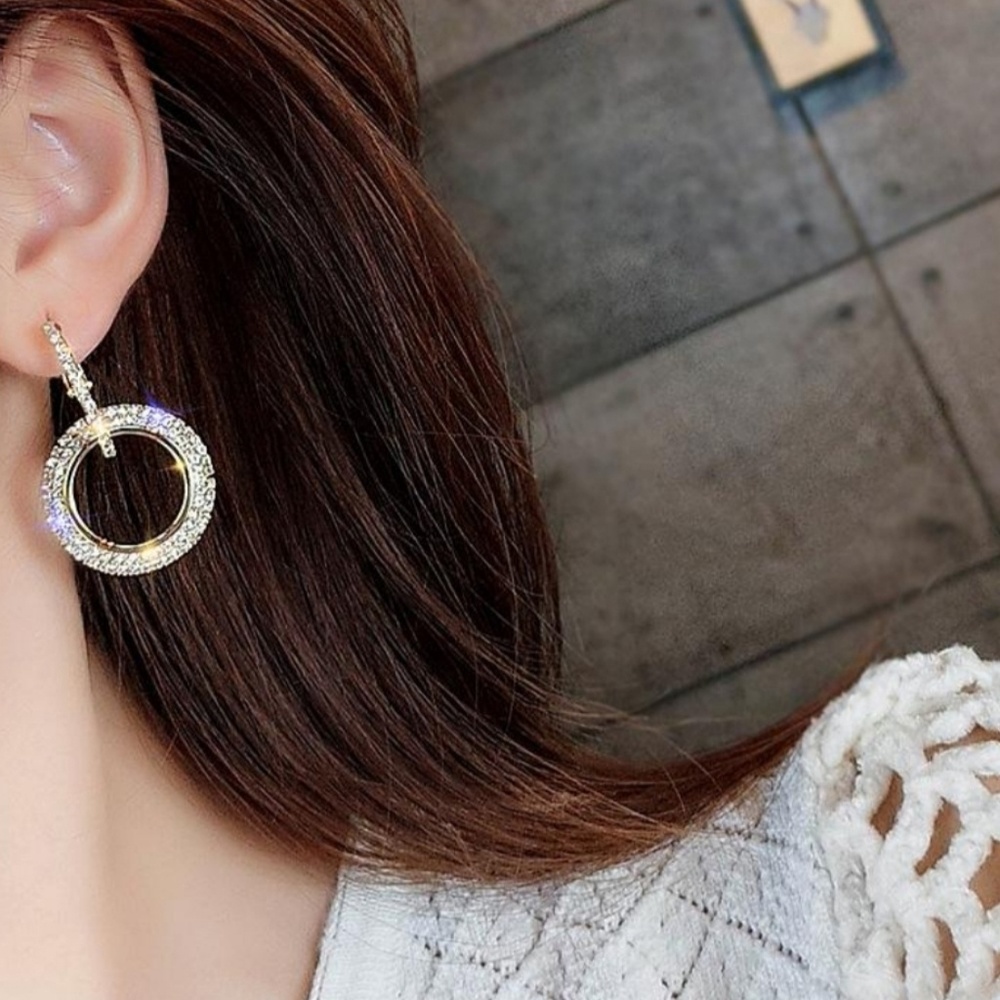 Elegant Crystal Hoop Earrings - Picture 2 of 2